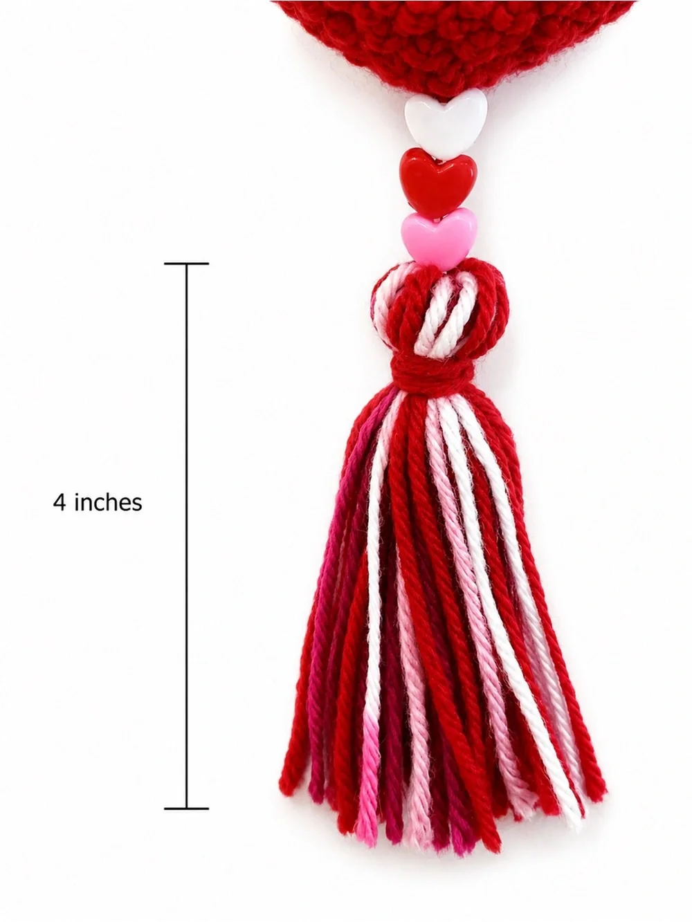 Red Crochet Heart Keychain with Pink Letter A Charm